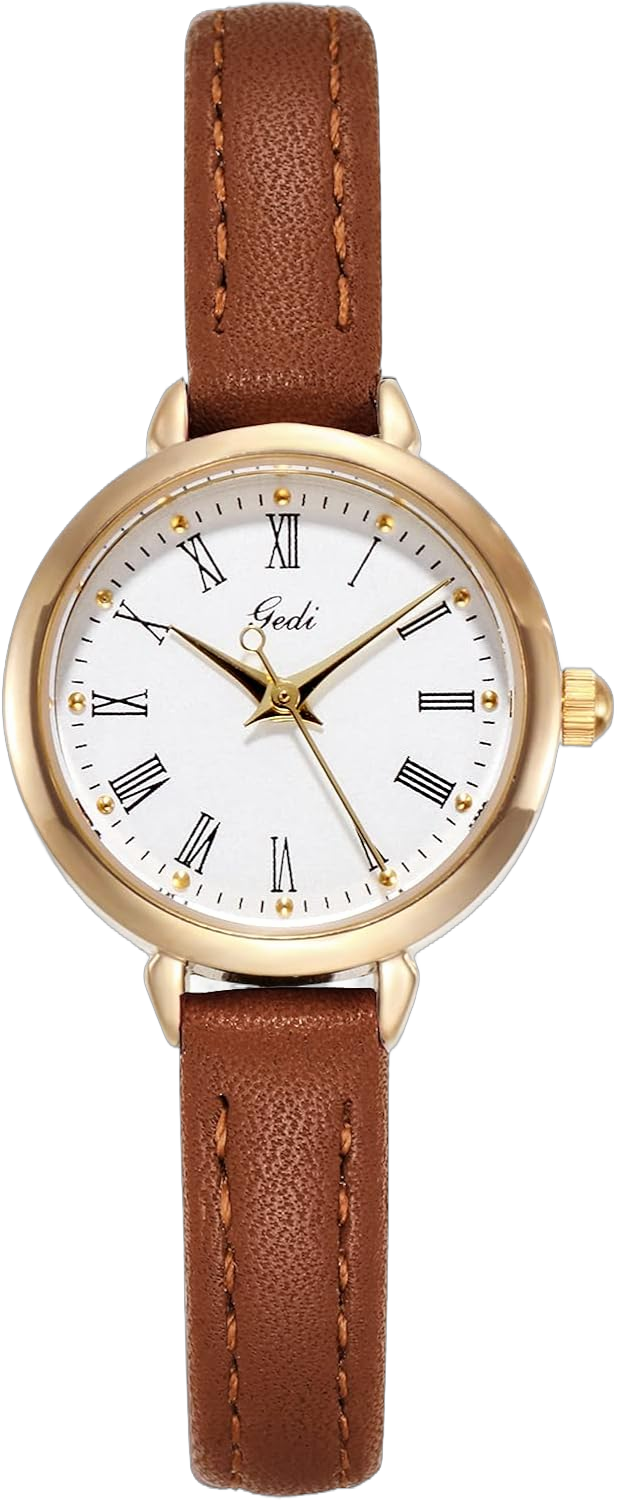 TOOCAT Fashion Women Wrist Watch, Lady Simple Leather Quartz Watches Ultra-Thin Waterproof Analog Watches for Females Student Brown-2