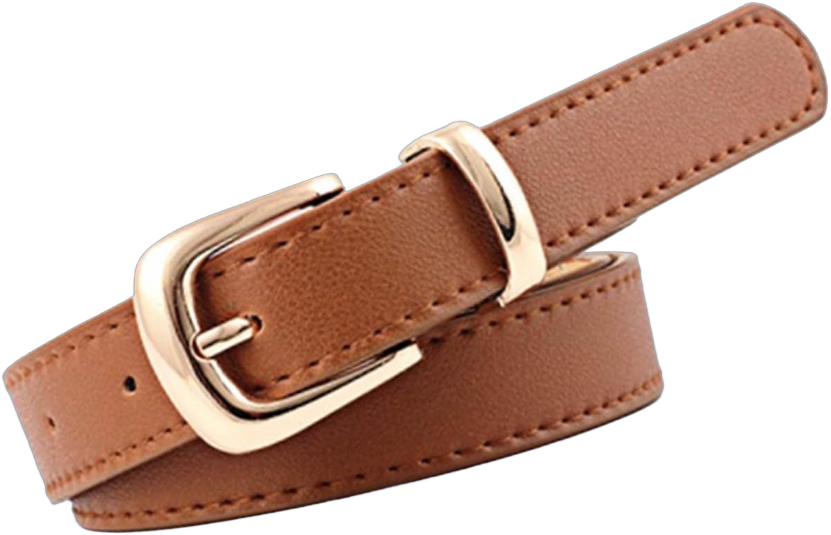 Women Fashion PU Leather Dress & Jeans Waist Belt for Girls and Ladies Gold Color Buckle Brown