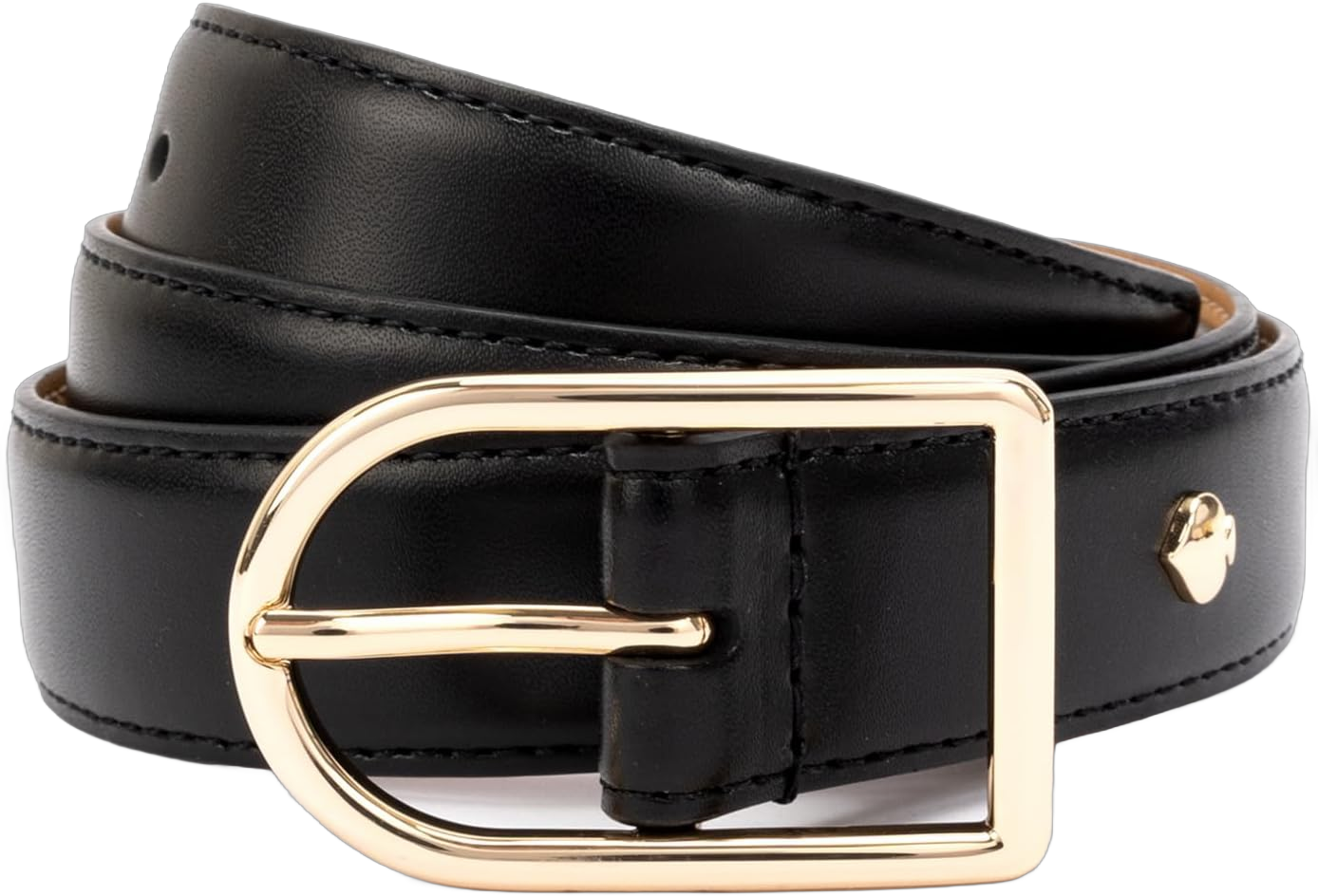 kate spade new york Women's 1 Inch Asymmetrical Buckle, Leather Belt Accessory Hardware Medium Black / Polished Gold