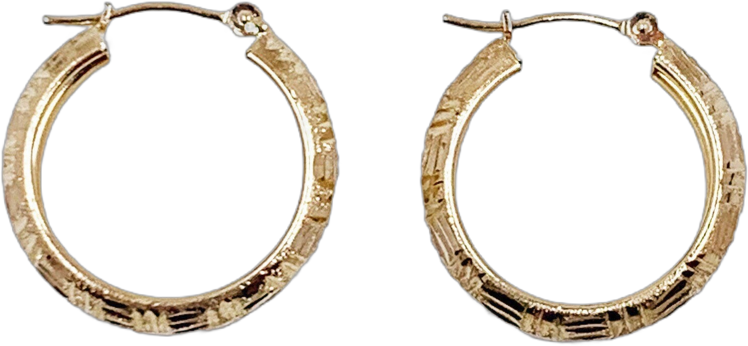 Vintage 10k Textured Gold Hoop Earrings | Small 10K Gold Hoops