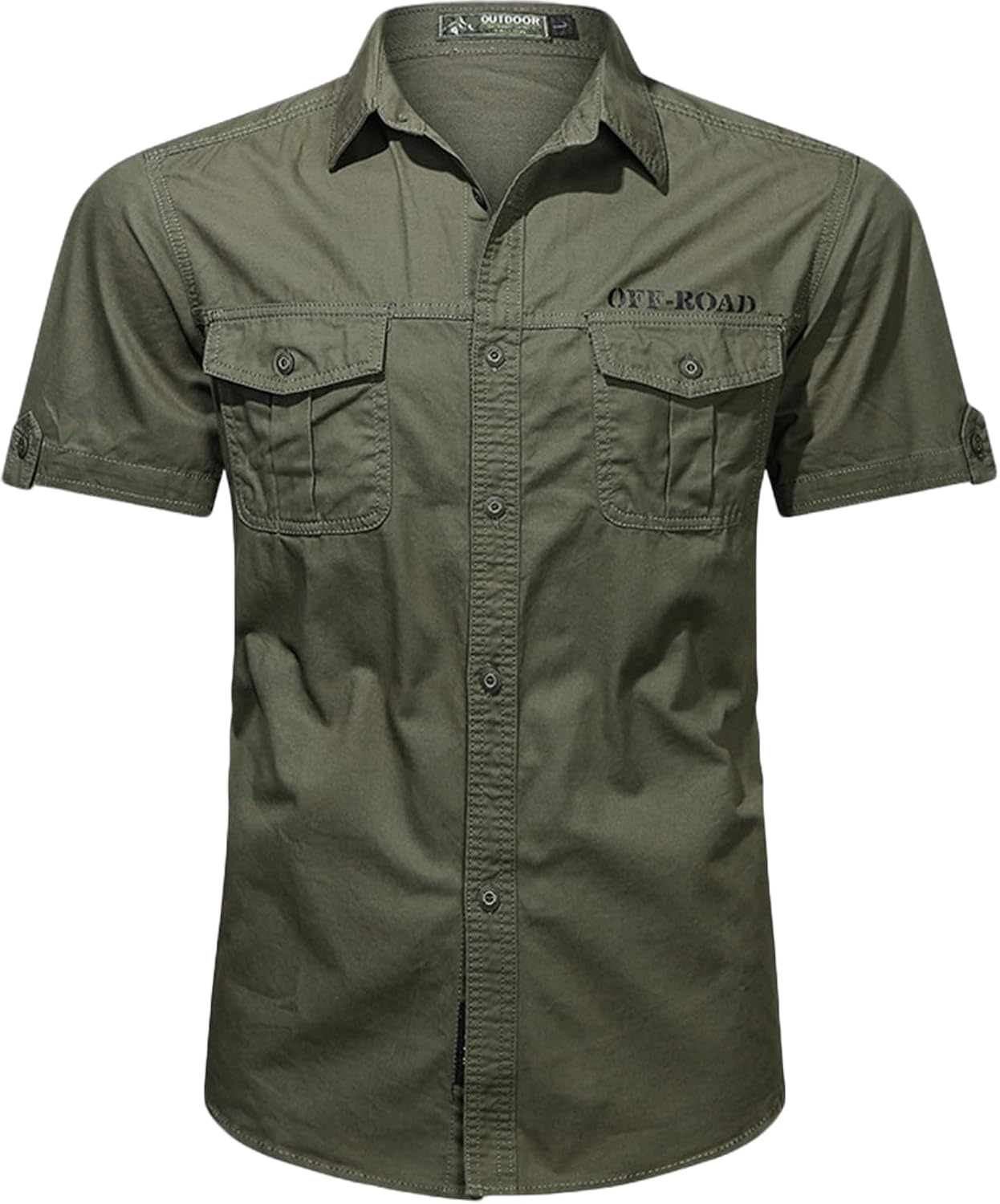 Work Shirts for Men Construction Slim Fit Short Sleeve Tactical Shirts Outdoor Hiking Fishing Shirt Safari 3X-Large A01-army Green