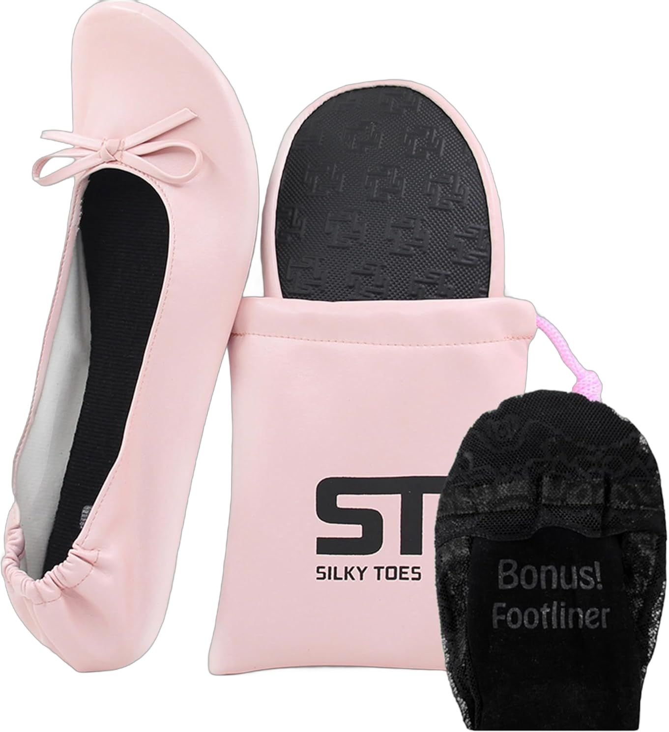 Silky Toes Foldable Flats for Women Purse Ballet Shoes Ballerina Slippers