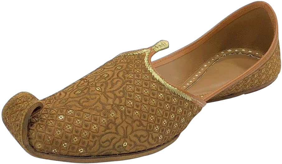 Sherwani Shoes for Men Wedding Handmade Punjabi Leather Jutti Ethnic Mojaris for Men's 9 Brown