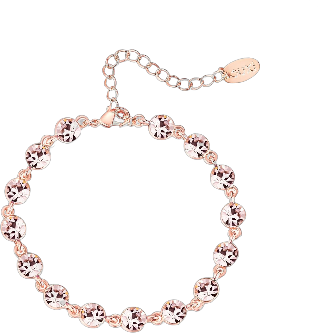 Dainty Rose Gold Bracelets for Women, OUXi Rose Gold Cubic Zirconia Link Bracelet, 18K Gold Plated Chain Jewelry Gift for Christmas Mother's Birthday Wedding Valentines Day