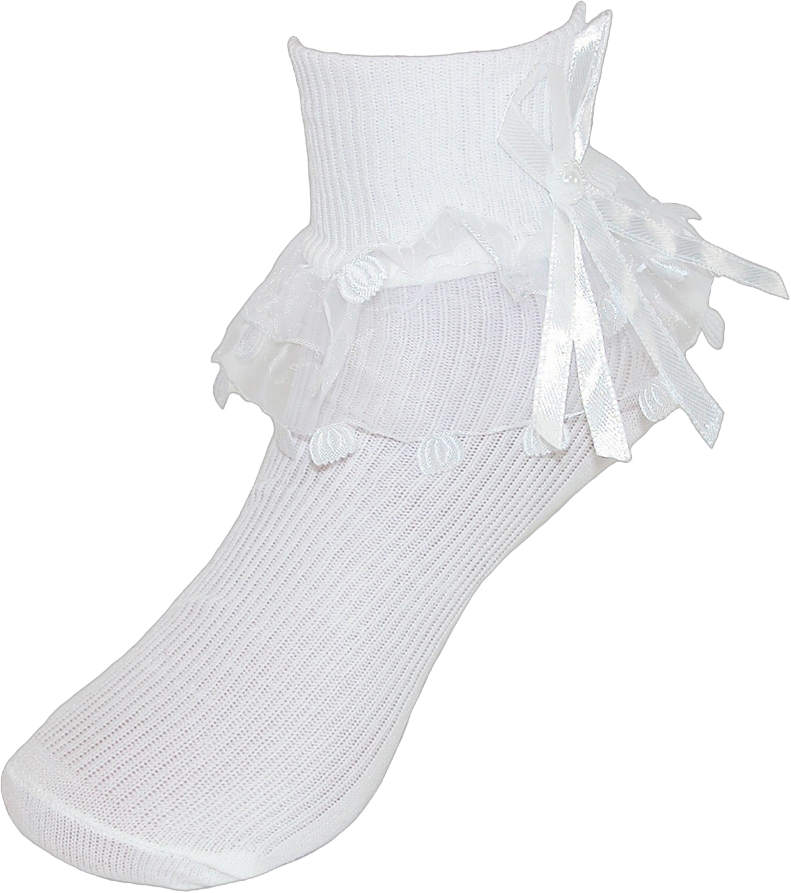 CTM Girls' Ruffle Trim Lace Anklet Socks (3 Pair Pack), Medium, White