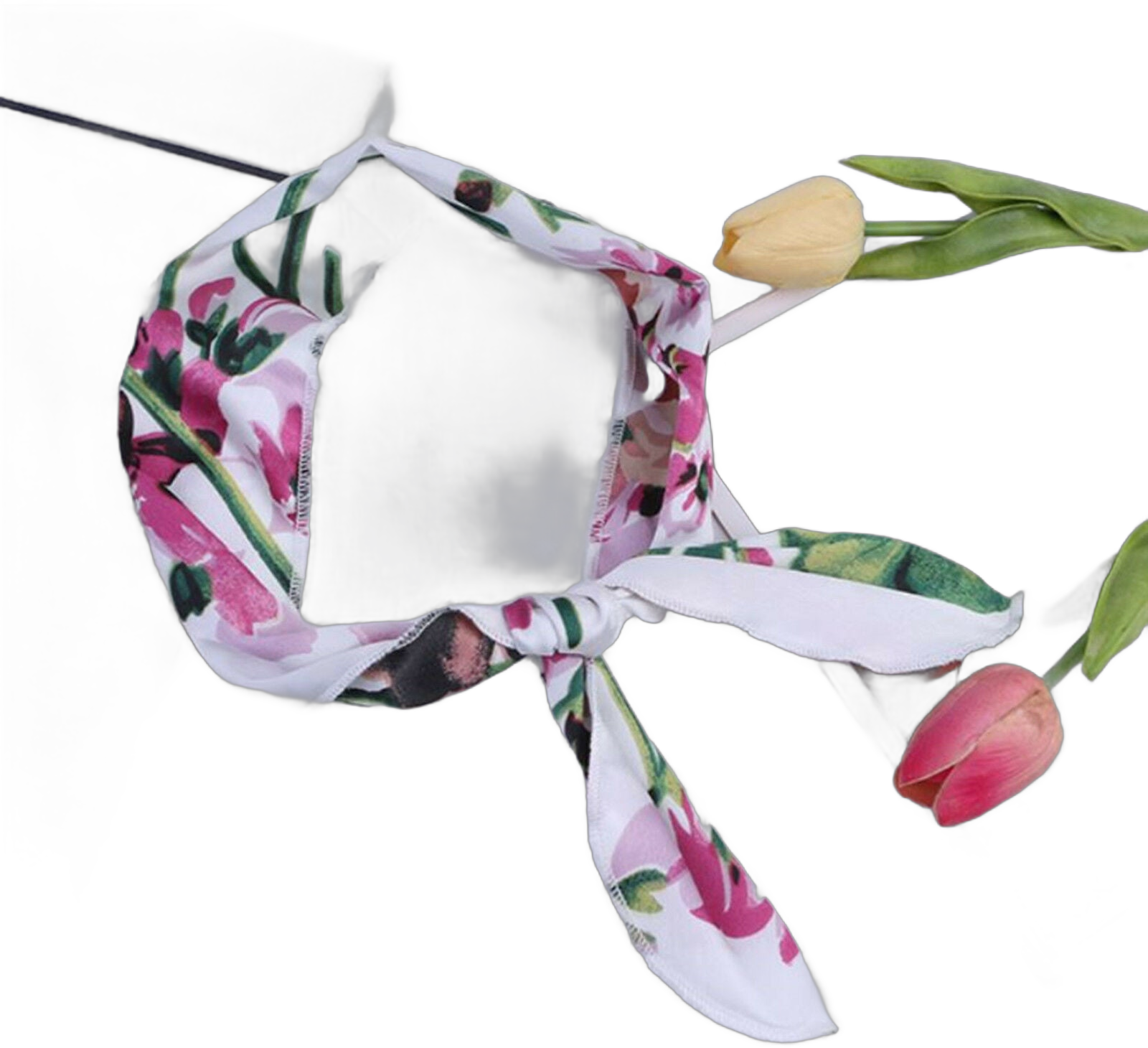 Women Satin Retro Silky look flower Wire bow scarf Hair head band headband Tie