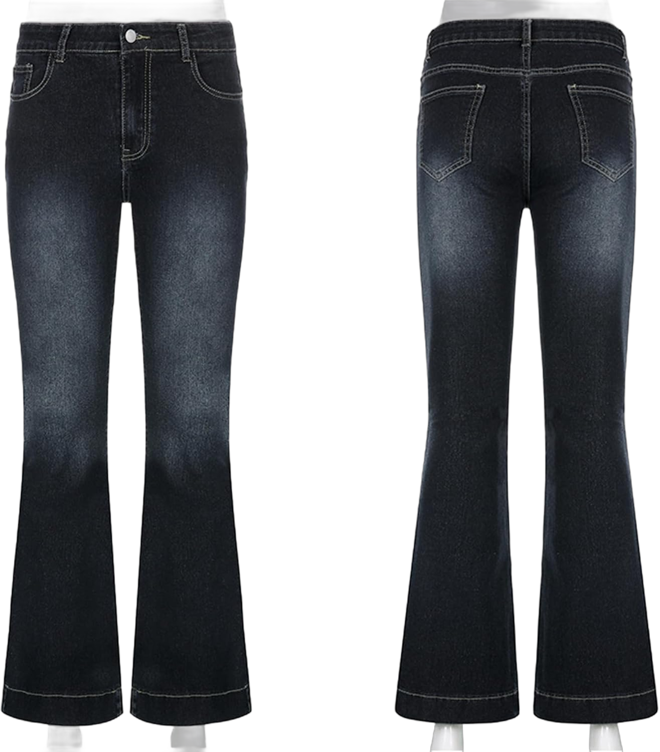 Womens Grunge Y2K Low Rise Flared Jeans Baggy Cargo Jeans Vintage 90s GirlsDistressed Basic Denim Small 03-blue Jeans