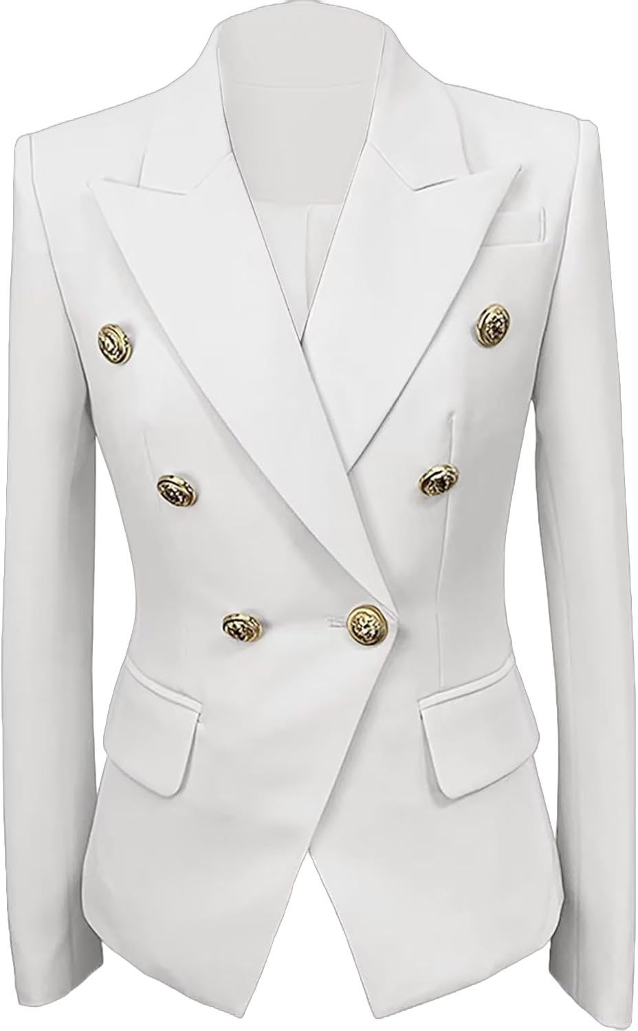 Womens Casual Blazers Long Sleeve Lapel Button Suit Jackets Slim Fit Work Office Blazer Jacket for Women 2 White