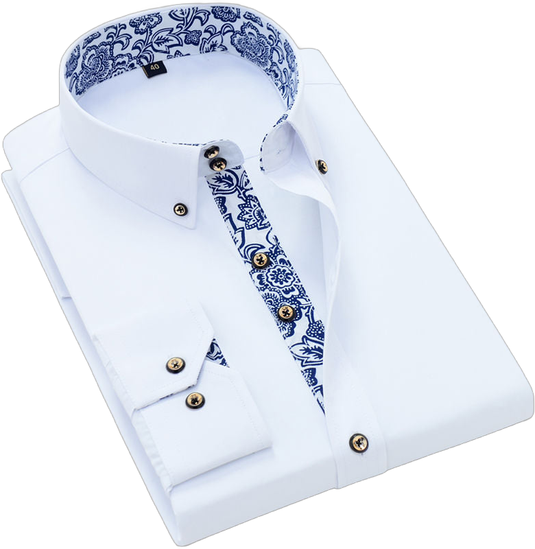 Blue-and-white Porcelain Collar Shirt Men Long Sleeve Korean SlimFit Casual Business Dress Shirts Solid Color White Shirt Cotton