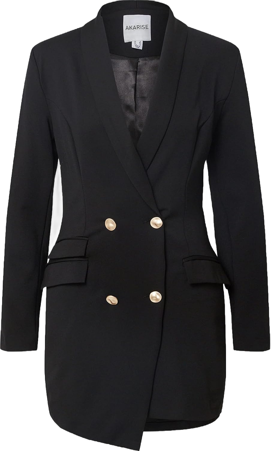 Double Breasted Gold Button Blazer Dress for Women Sexy - Asymmetric Long Blazers Jackets Outfit