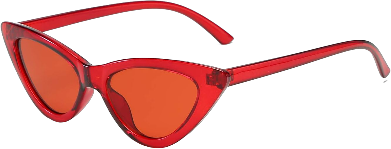 Retro Vintage Narrow Cat Eye Sunglasses for Women Clout Goggles Plastic Frame Clear Wine Red / Red