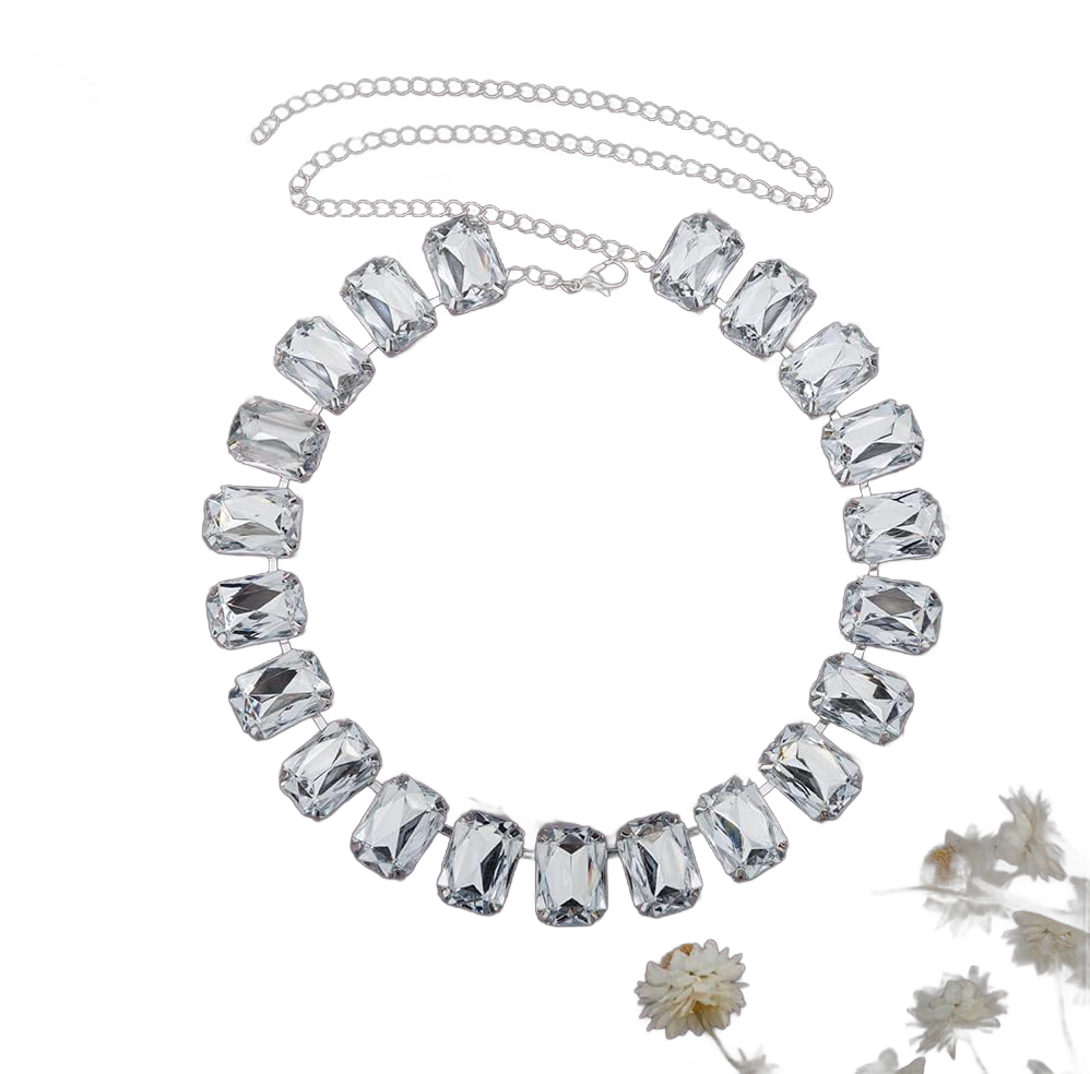 Statement Large Crystal Beaded Silver Choker Necklace for Ladies 1920s Party Women Prom Banquet Fashion Jewelry