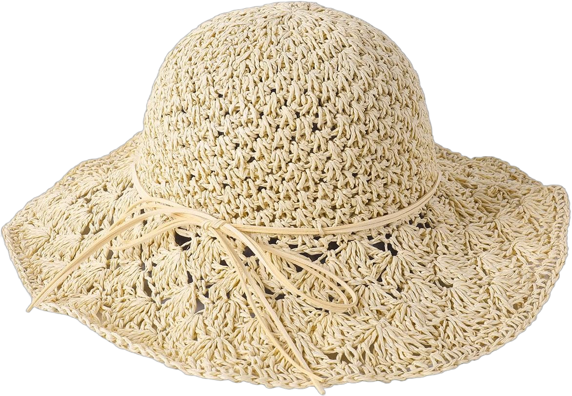 Lanzom Womens Ladies Straw Hat Wide Brim Beach Sun Cap Foldable Large Floppy Braided Sun Hat for Travel Medium-Large Beige