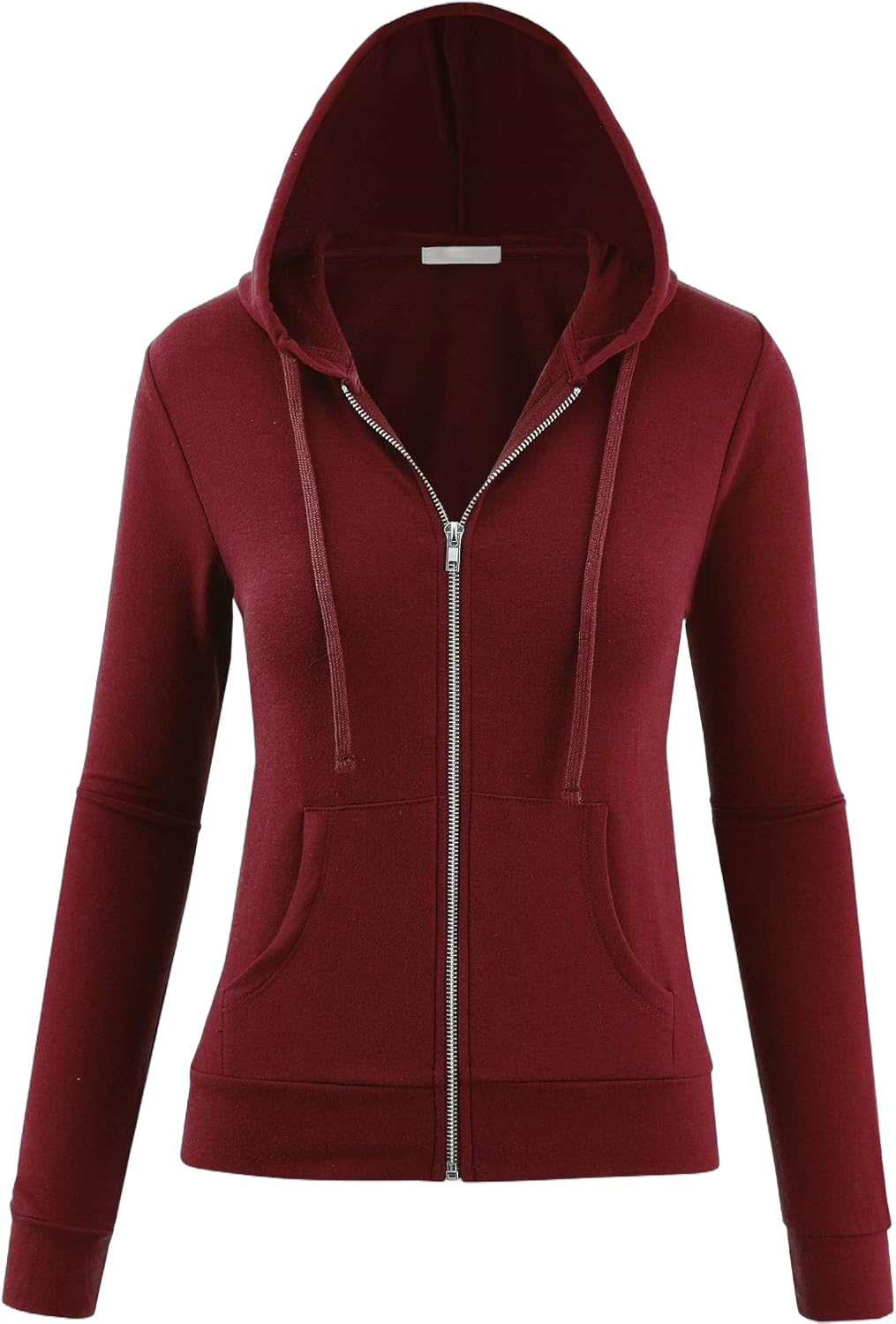 FashionMille Women Active Lightweight Thin Zip-Up Hoodie Jacket Medium Burgundy