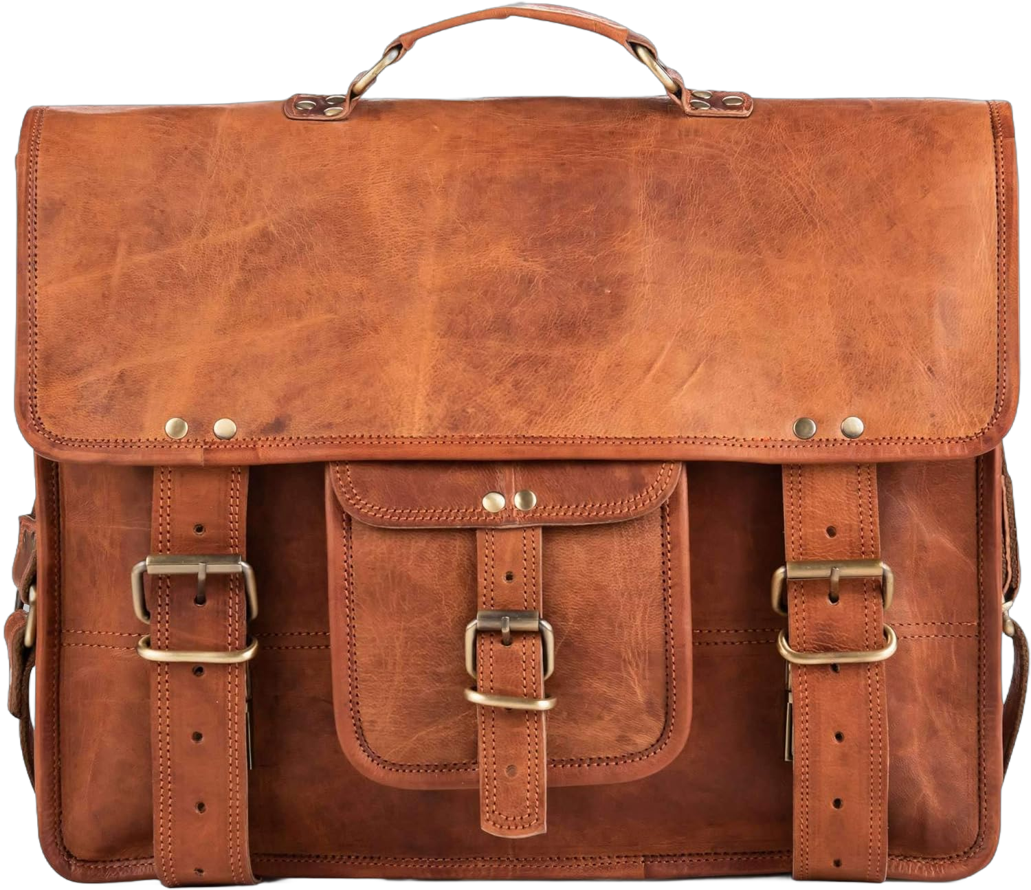 BERLINER BAGS Vintage Leather Messenger Bag Berlin XL, Briefcase for Men and Women - Brown Cognac Xl