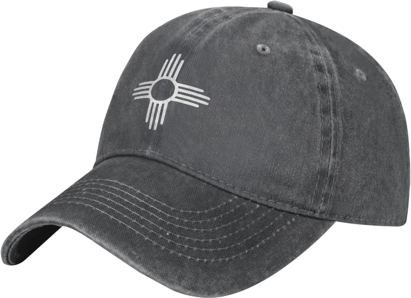 Zia Symbol Denim Trucker Hat Baseball Cap for Men Or Women Cowboy Black 0 Deep Heather