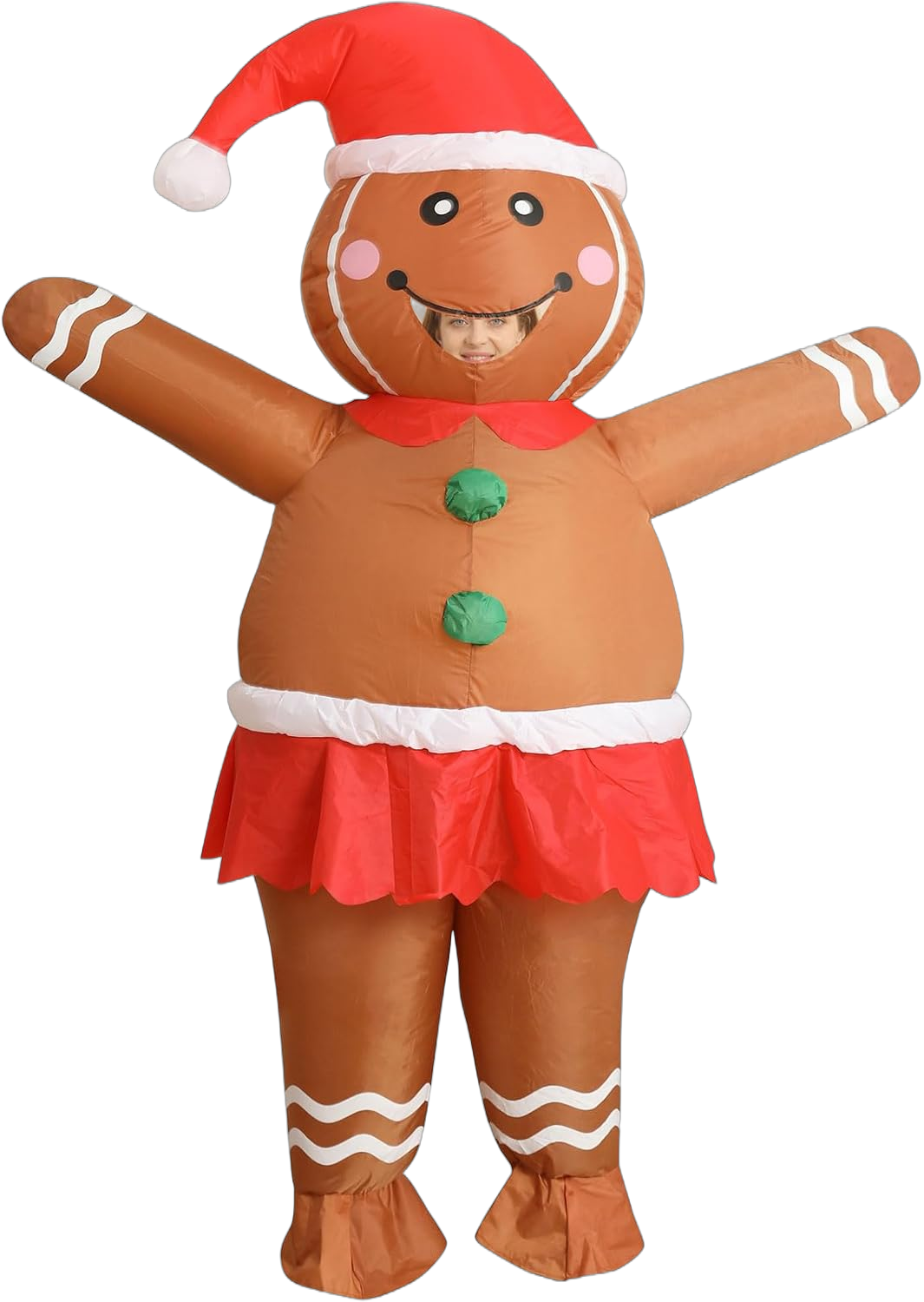 DUOLZ Gingerbread Man Costume Adult,Inflatable Christmas Costume,Gingerbread Costume Adult,Funny Blow up Inflatable Christmas Character Costumes for Women,Xmas Holiday Cosplay Party Mens Blowup Suit