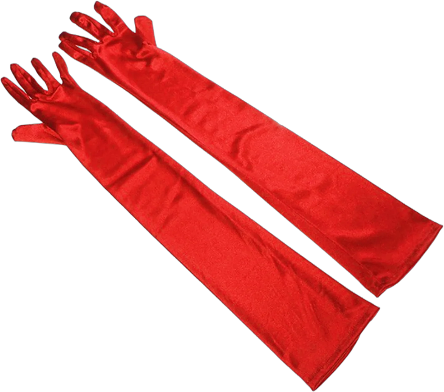 JINSIJU Women Long Elbow Satin Gloves Stretchy 1920s Opera Gloves Evening Party Silk Gloves Christmas Black Costume Gloves, Red, One Size