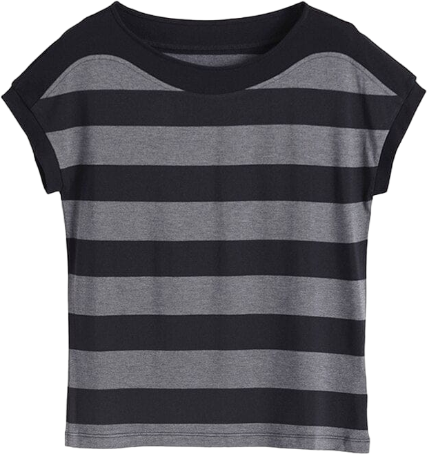 Cotton Black Striped Women Summer Loose T-Shirts 2020