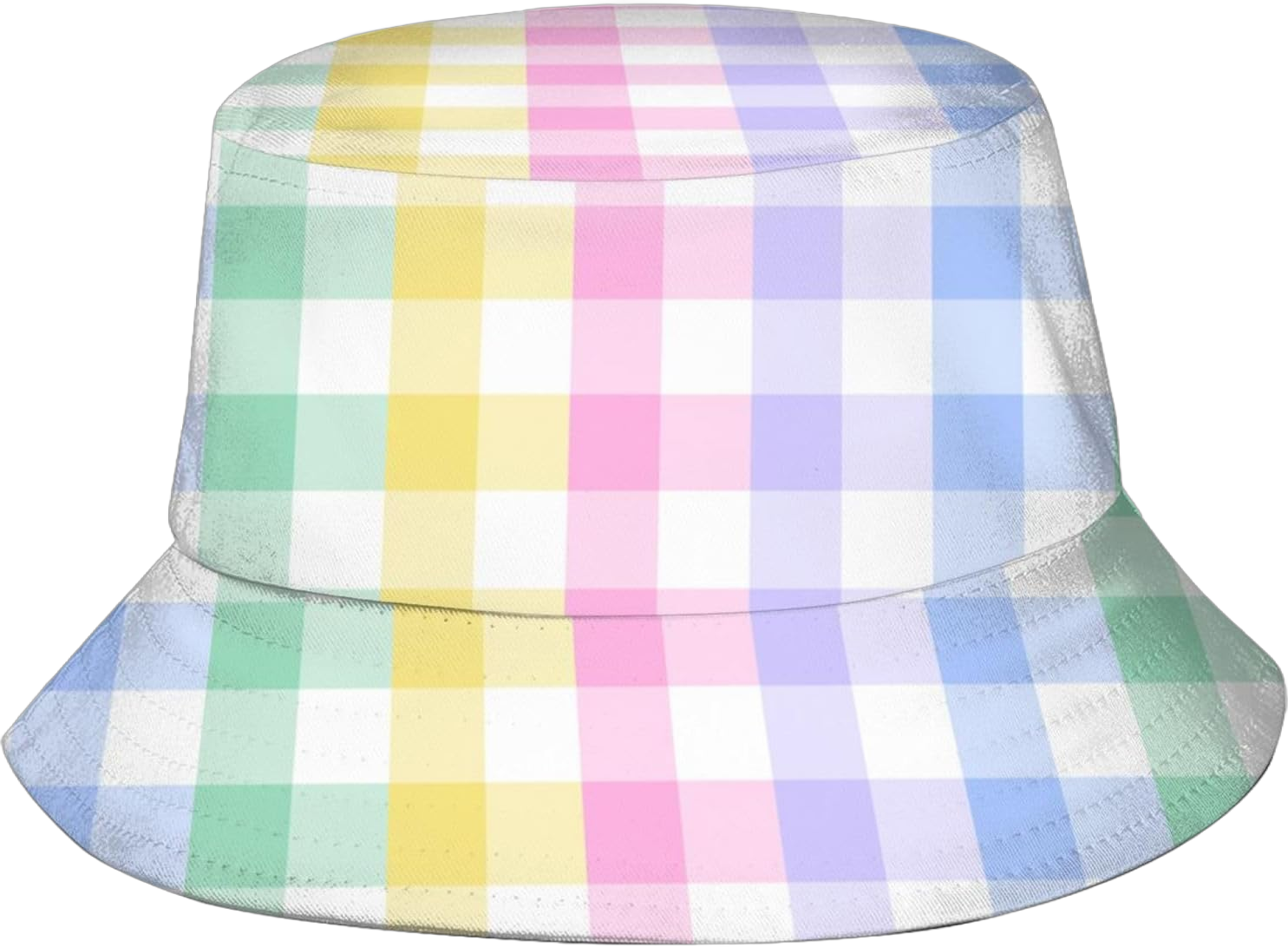 Bucket Hat Packable Breathable Sun Hats for Women Men Teens Unisex Summer Travel Beach Fisherman Cap One Size Pastel Rainbow Checkered Colorful Plaid