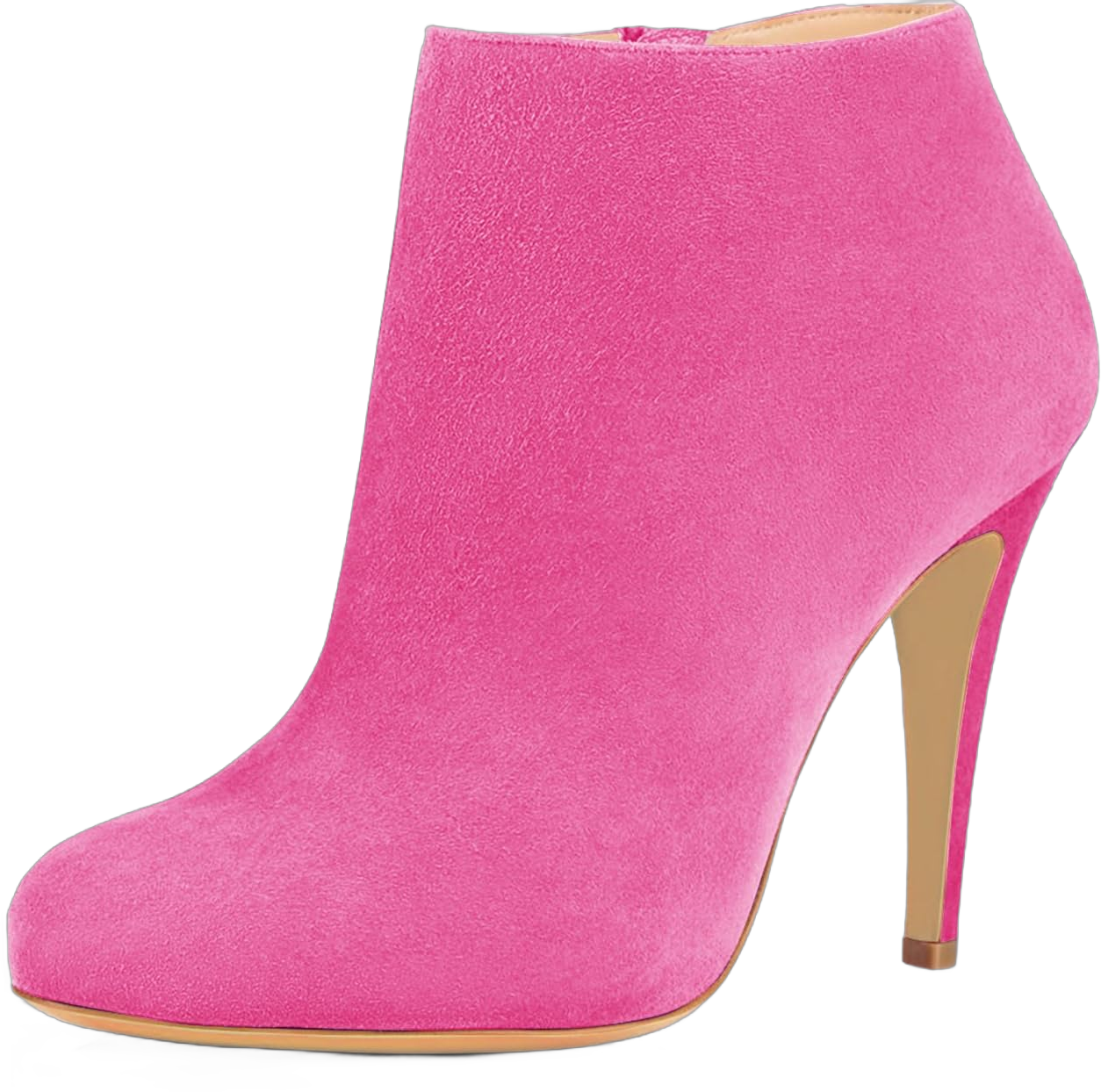 FSJ Women Fashion Almond Toe Boots Stiletto High Heels Ankle Booties Comfy Shoes Side Zipper US Size 4-15 US 6 Hot Pink/Suede