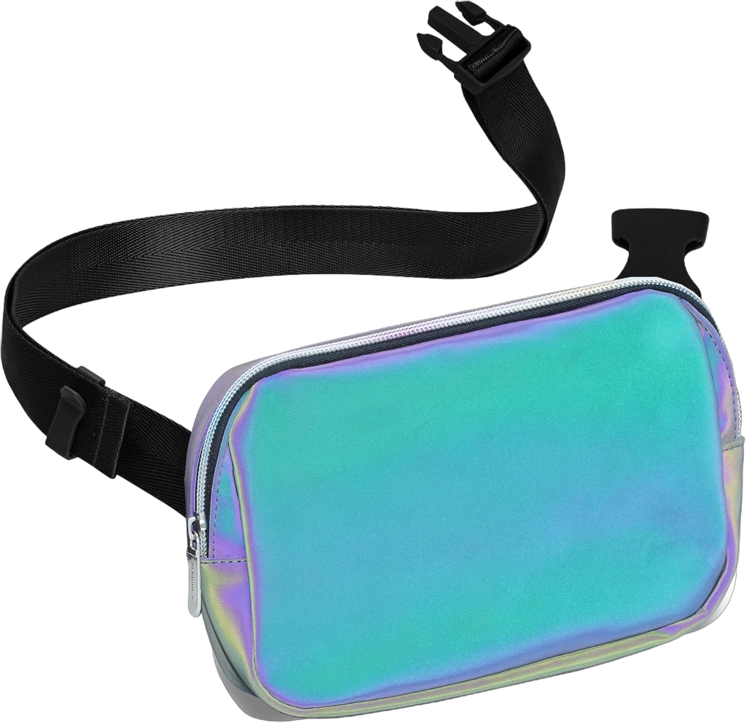 Iridescent Crossbody Belt Bag for Women – Stylish Fanny Pack, Functional and Fashion Waist Packs for Travel, Festivals, and Everyday Use Charcoal Laser - 1 Pocket