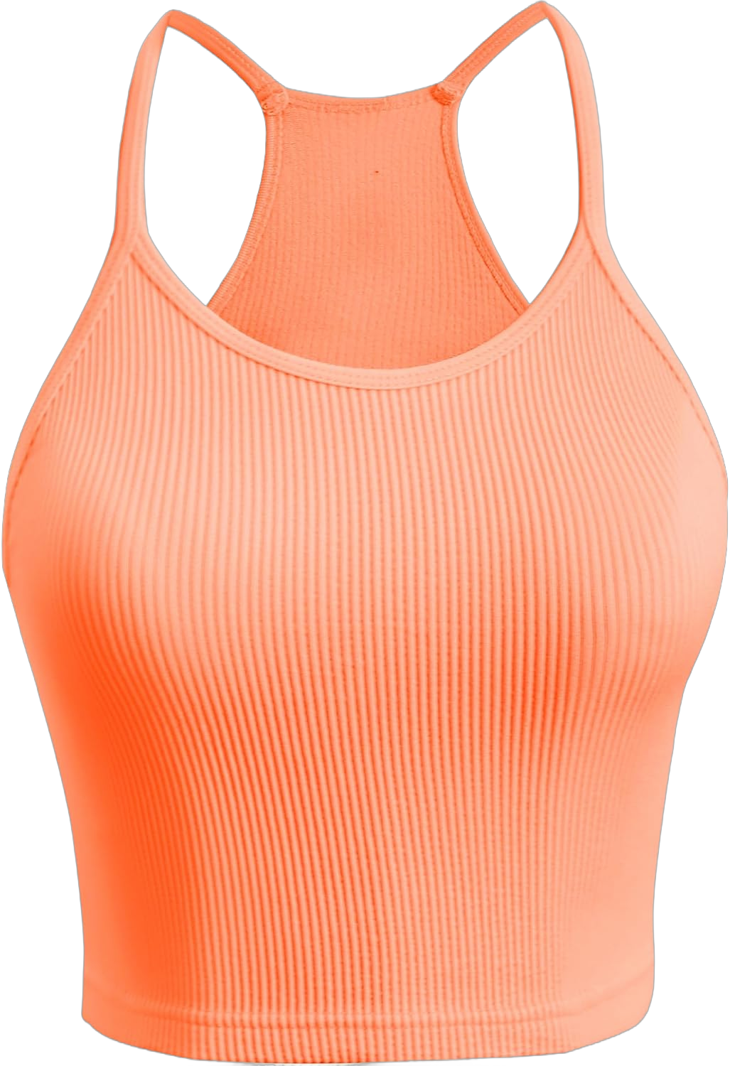 Attifall Ribbed Crop Tank Top Pack for Women Seamless Racerback Spaghetti Strap Cami Workout Sports Cropped Tops Sets Medium-Large Neon Pink