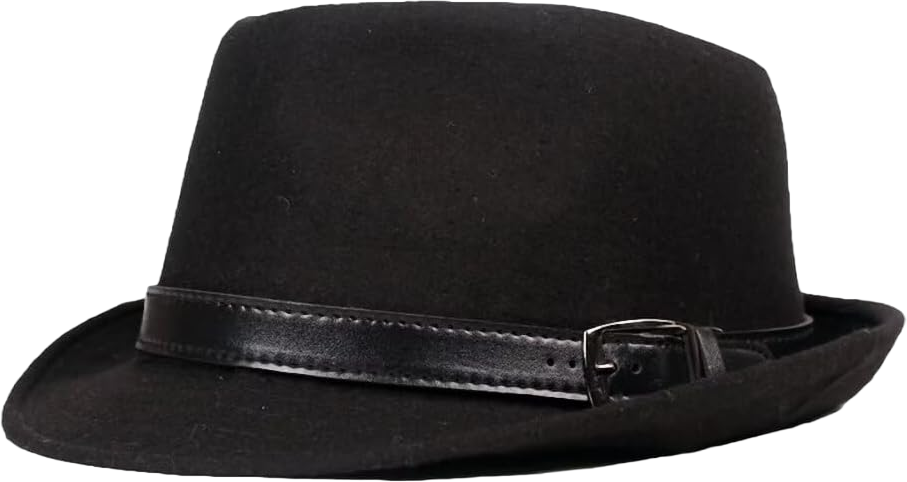 Classic Trilby Fedora Hat with Belt, Casual Jazz Cap Felt Hat Mens Fedoras