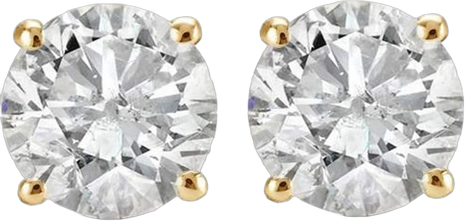 Pompeii3 14k Yellow Gold 1 1/2Ct T.W. Round-Cut Natural Diamond Studs Women's Screw Back Earrings