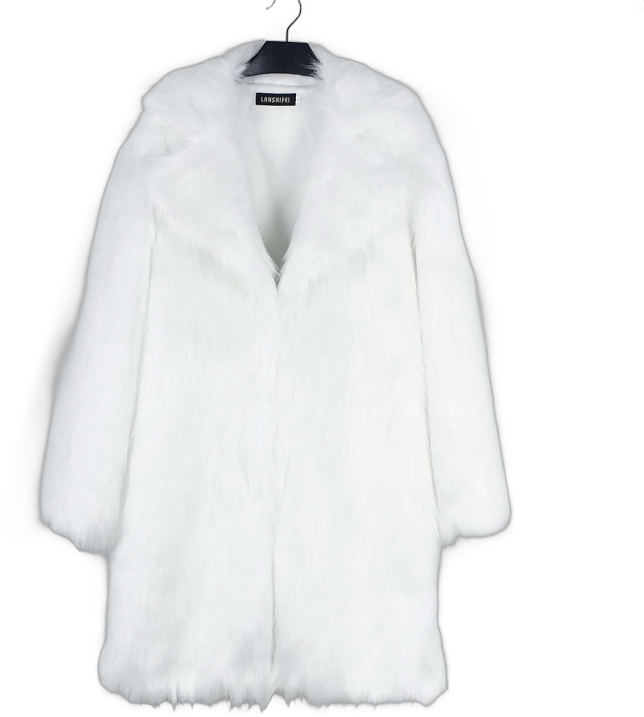 Womens Fluffy Faux Fur Jacket Winter Shaggy Warm Coat Oversize Fuzzy Long Outerwear Casual Solid Color Overcoat X-Large White