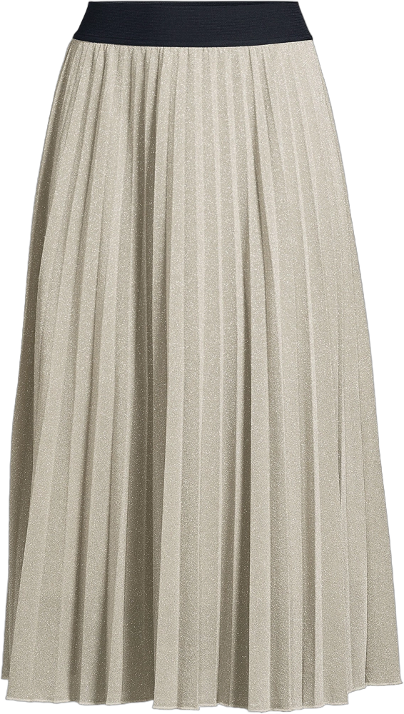 Lands' End Women's Knit Foil Pleated Midi Skirt - X-Small - Champagne Metallic