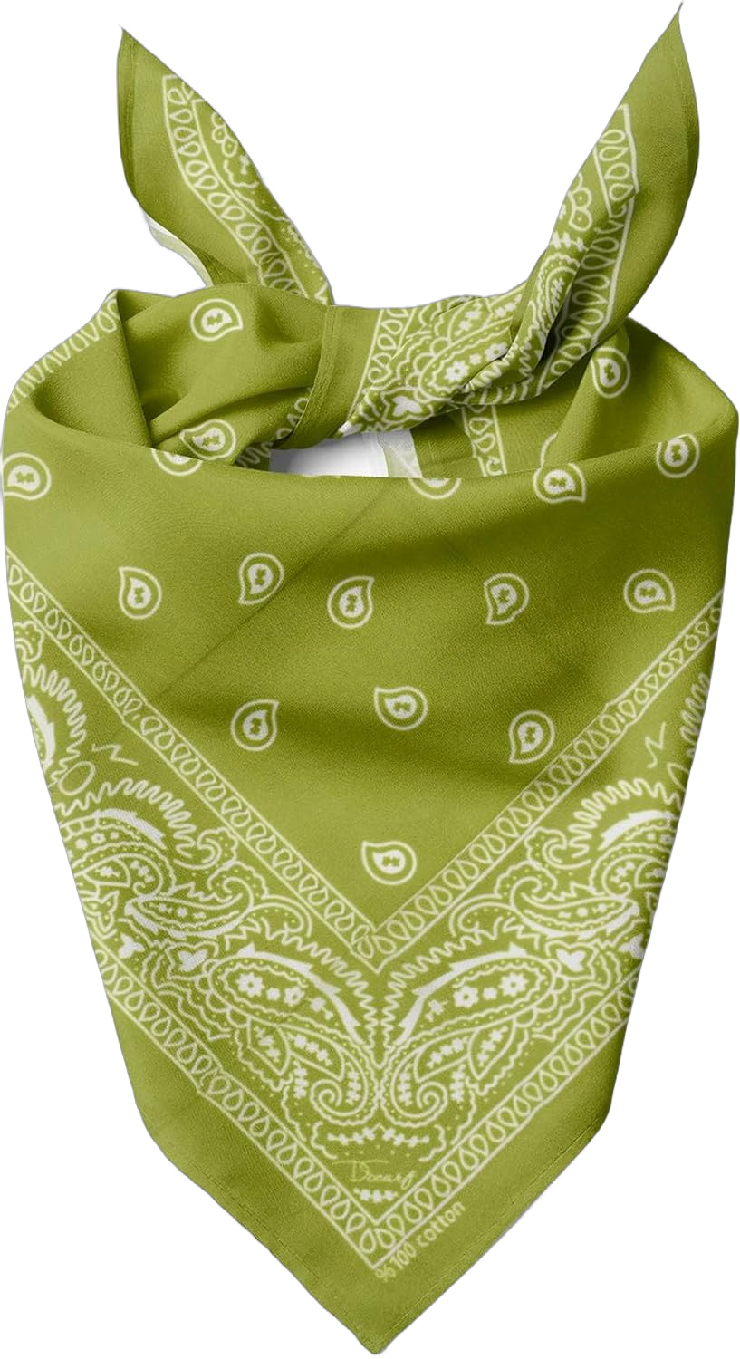 Cotton Neck Scarf 23"x23" Small Square Ethnic Unisex | Headband Scarf Bandana Wrap Vintage Head Scarf Breathable Lightweight Green