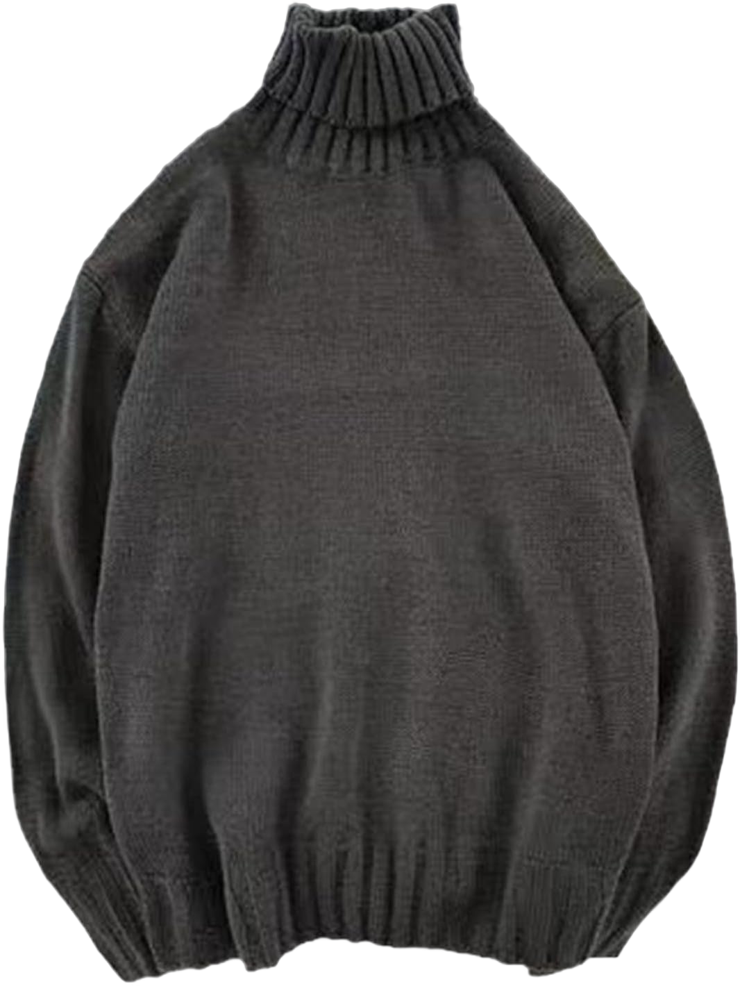 Womens Turtleneck Casual Loose Oversized Pullover Sweater Knit Tops Small Dark Gray