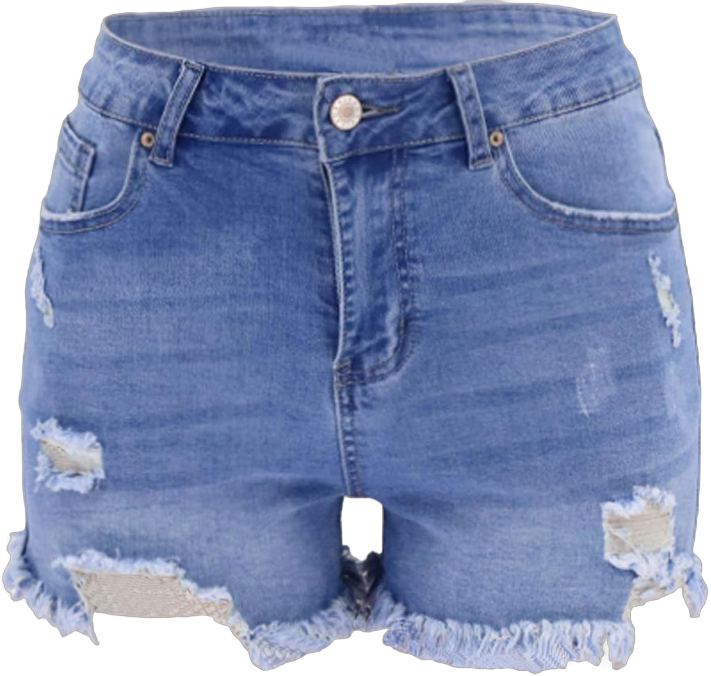 JEKE-DG Women Mid Rise Ripped Stretchy Jeans Casual High Waisted Denim Shorts Frayed Raw Hem Distressed Jean Shorts Blue XX-Large