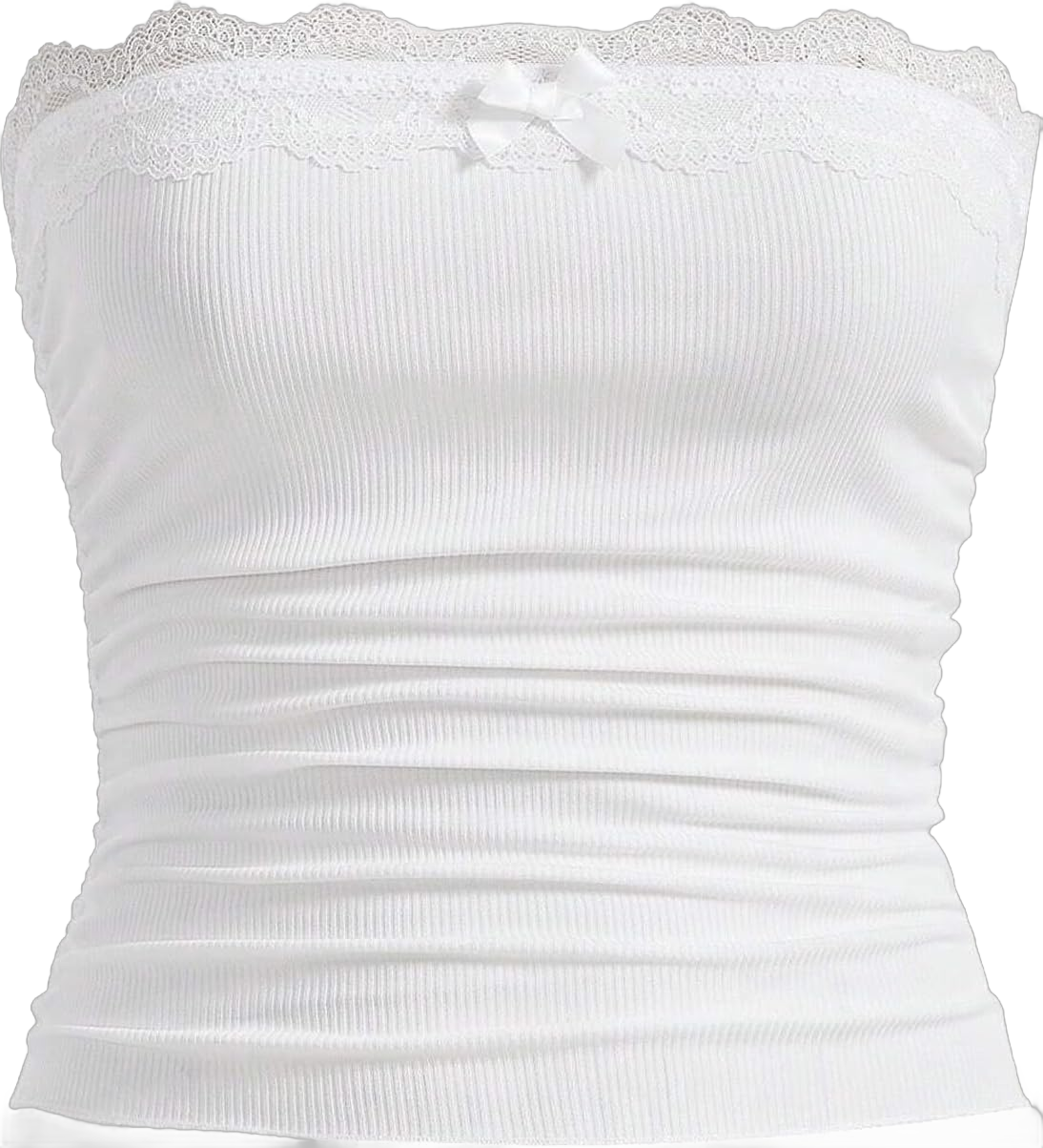 Women Y2k Tube Top Sexy Cami Tops Going Out Summer Outfits F1 Lace Trim White Small