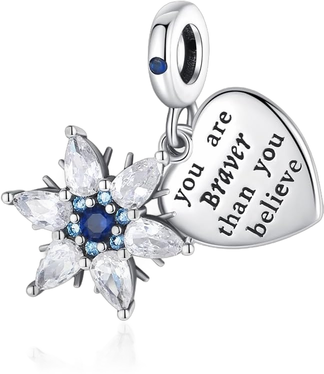 Charm 925 Sterling Silver Bead for Charm Bracelets and Necklaces, Birthday Mothers Day Jewelry Gifts Women Girls SnowFlake Heart Dangle