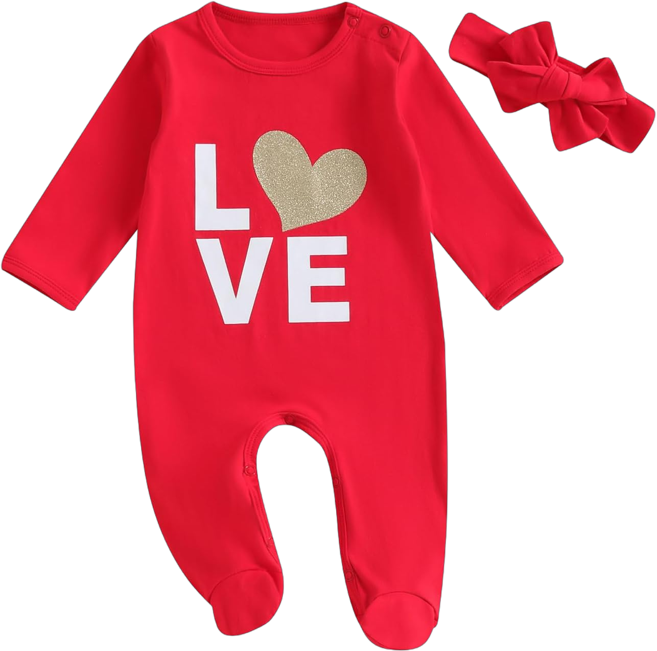 Halloween Baby Boy Girl Outfit Pumpkin Long Sleeve Onesie Romper Jumpsuit Halloween Clothes Girl Boy Red Love Heart 0-3 Months