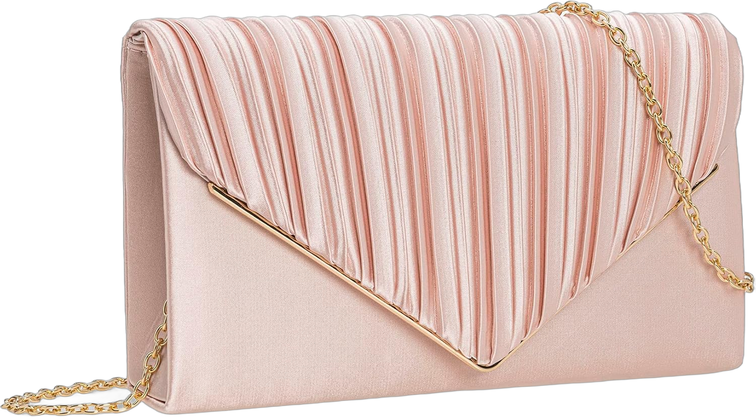 Evening Bag Elegant Women Party Handbag Pleated Satin Clutch for Wedding/Prom/Formal Events Blush Pink