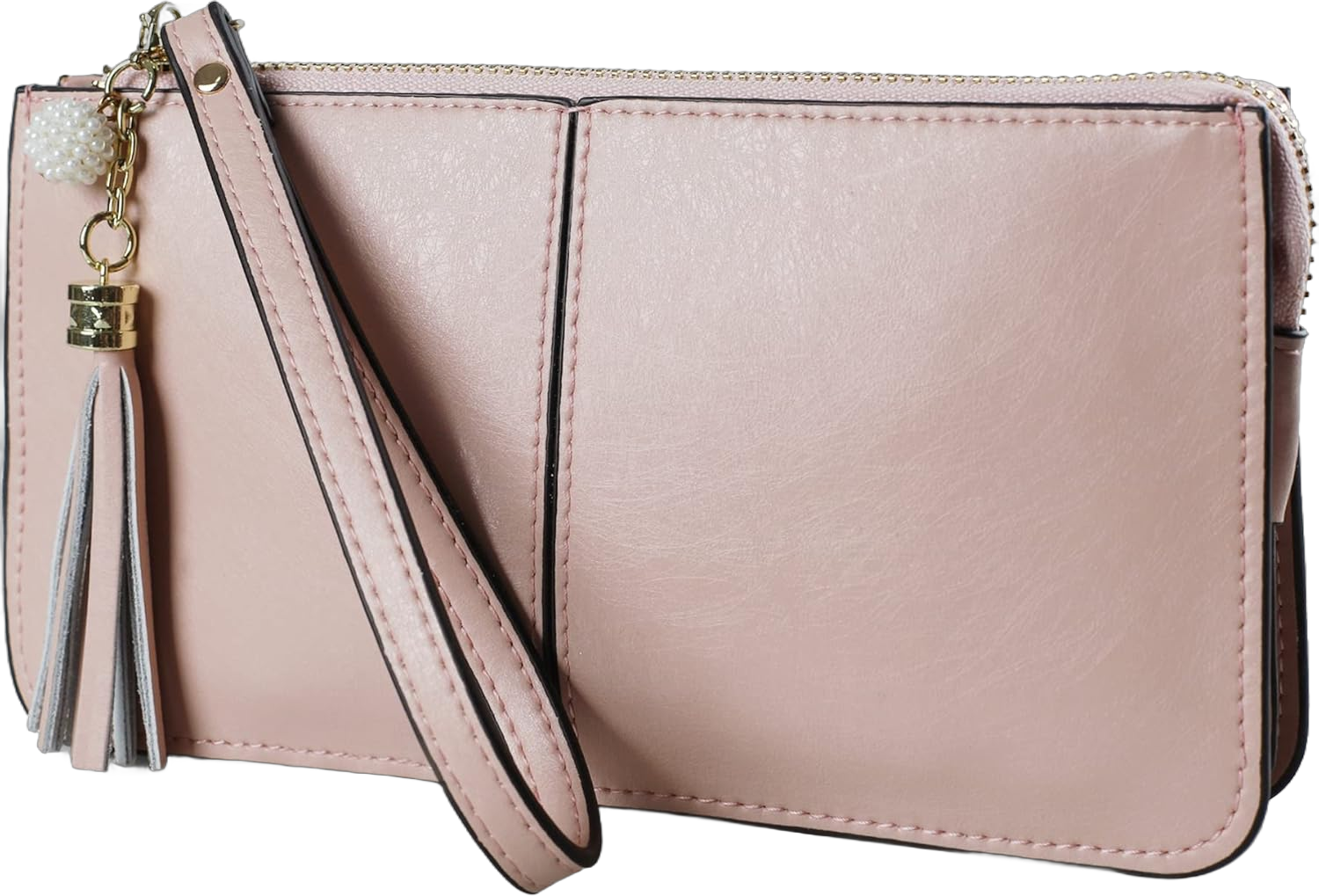 befen Genuine Leather Wristlet Clutch for Women Ultra-Slim Ladies Credit Card Holder Wallet Purses with RFID Protection Pink-baby Pink