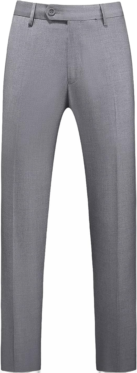 Mens Dress Pants Slim Fit Solid Color Skinny Trousers Classic Business Casual Wedding Suit Pants Light Grey 40W x 32L