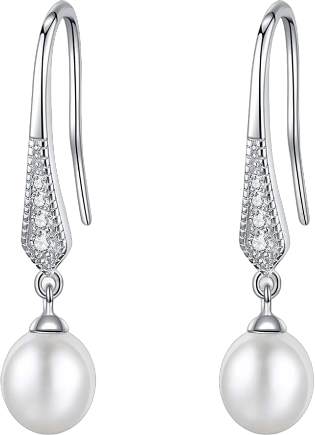 Pearl Drop Earrings Silver for Women Dangling, AAAA+ Freshwater Cultured Pearls Earrings Dangle, Sterling Silver Real Pearl Earrings Jewelry,Birthday Anniversary Christmas Gifts