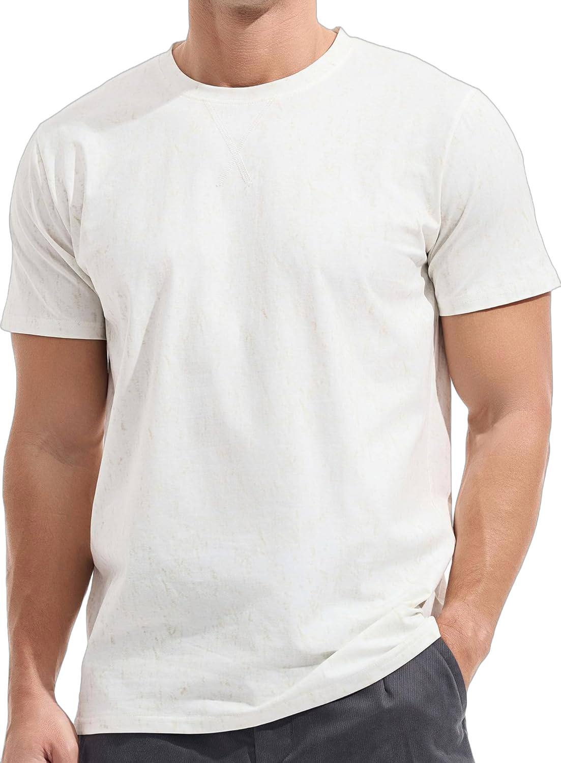 KLIEGOU Men's T-Shirts - Premium Cotton Crew Neck Tees S - 4XL X-Large White