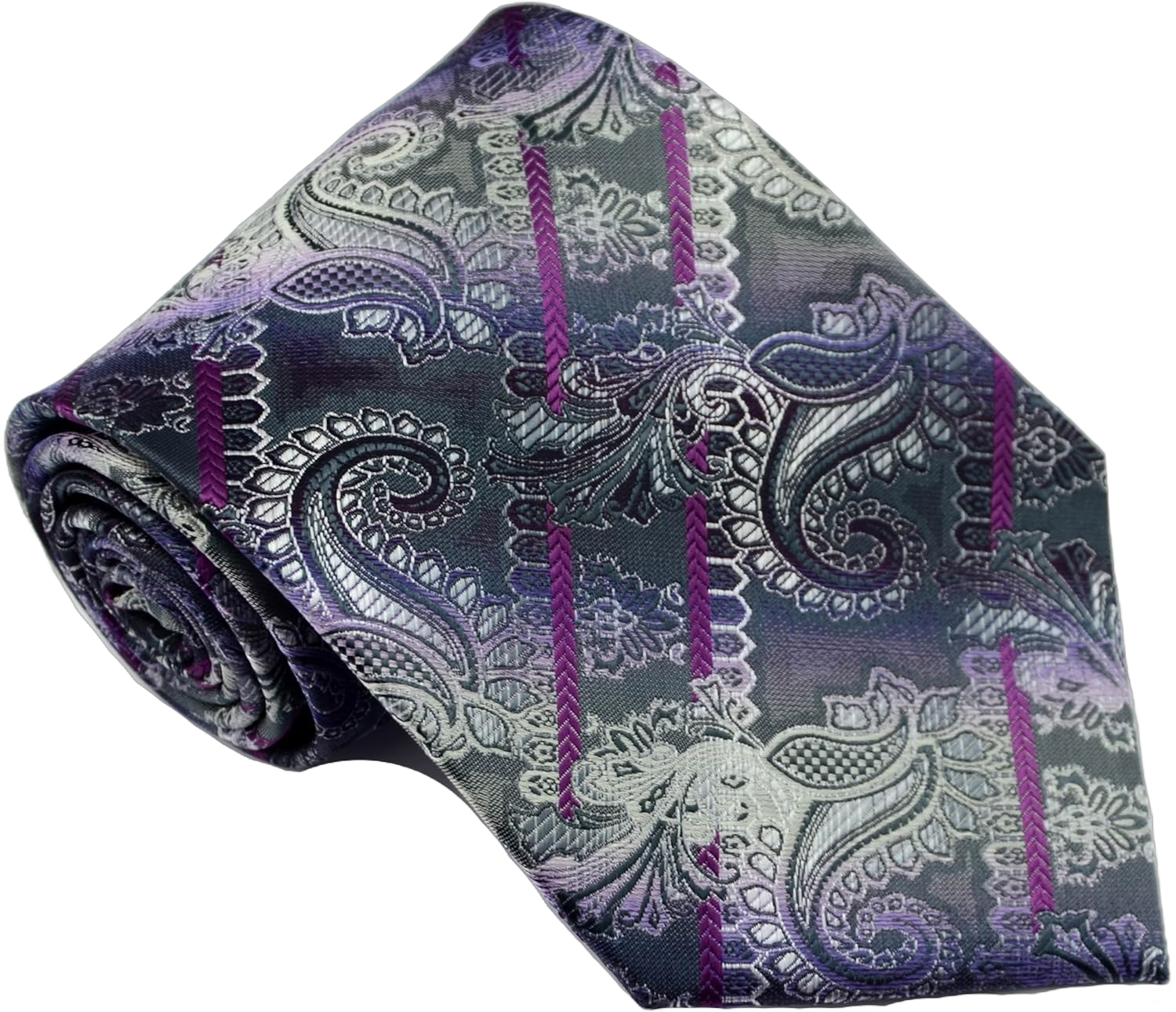 Mr.ZHANG New Classic Paisley Dark Grey JACQUARD WOVEN Silk Men's Tie Necktie