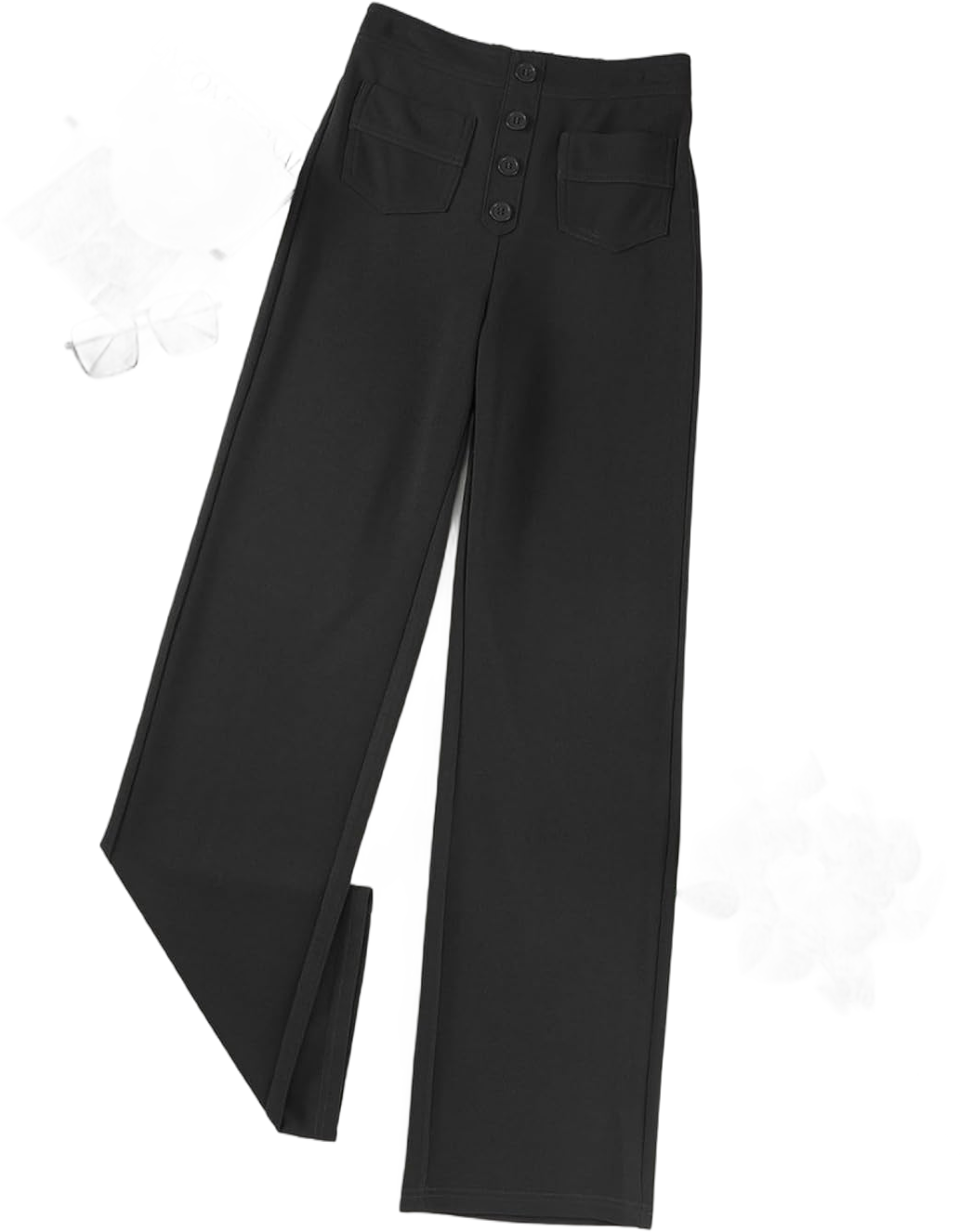 LAFOURAM Women's Straight Leg Pants High Waisted Business Casual Work Trousers with Pockets Medium Black