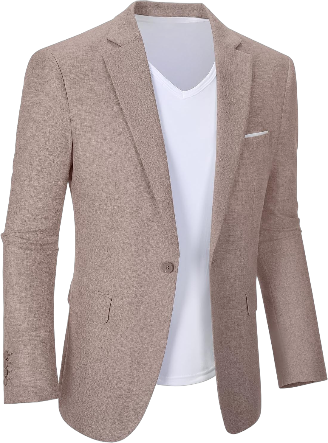 Wehilion Mens Casual Blazer Jacket Lightweight Sports Coat Suit Jacket for Summer Daily Business Wedding Party Travel 4X-Large Beige