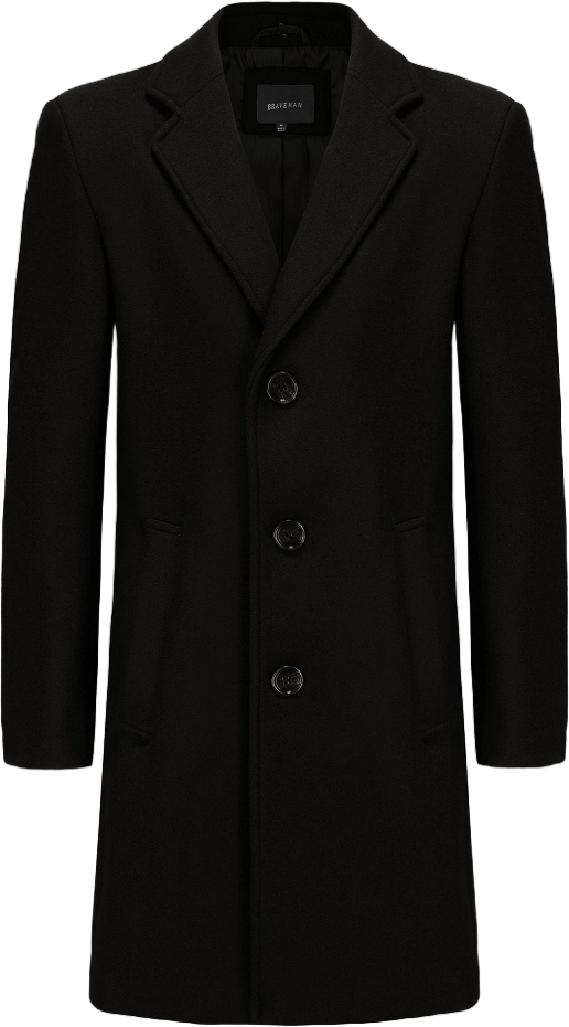 Men's Tailored Wool Blend Notch Collar Wool Blend Walker Car Coat Jacket BLACK 2X