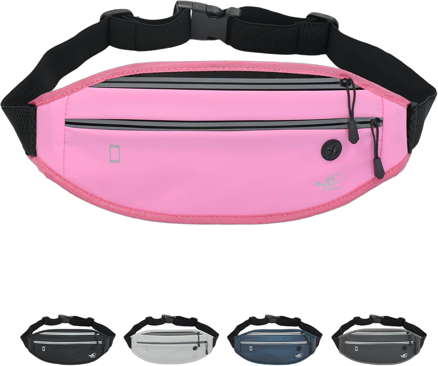 HiRui Fanny Pack for Men Women, Adjustable Exercise Waist Pack Reflective Running Belt for Sports Workout Cycling Hiking, Casual Hands-Free Wallets Phone Bag Fits All Phones (Pink) Pink One Size