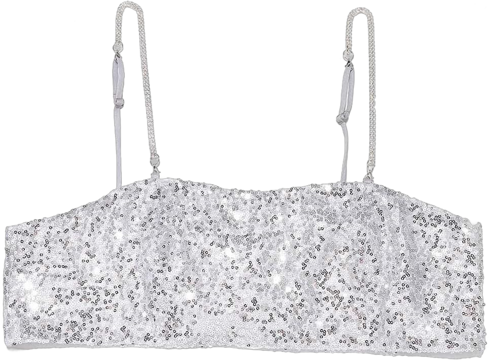 Zoestar Sequin Bra Top Glitter Sequin Crop Top Fashion Tank Top Dance Party Performance Bra Bikini Tops for Women and Girls Standard Small Silver