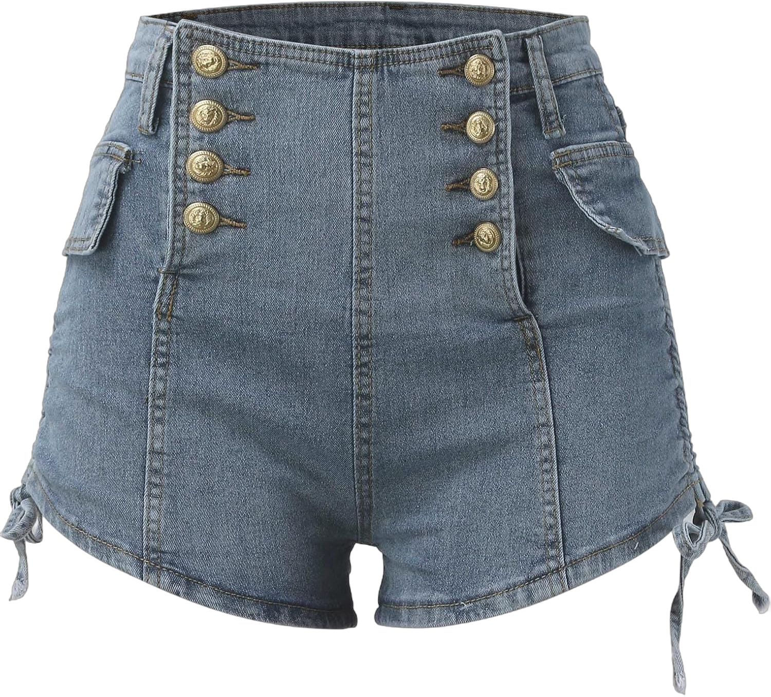 Women's Denim Shorts Plus Size Lace Edge Black Summer High Waist Wide Leg a Line Cute Hot Pants Jean Shorts H-blue Medium