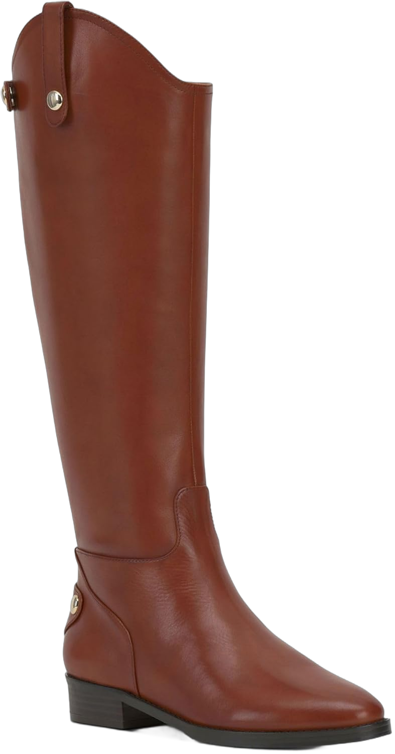 Cufflinks Inc. Womens Aleah Leather Side Zip Knee-High Boots, Brown, 8 Medium